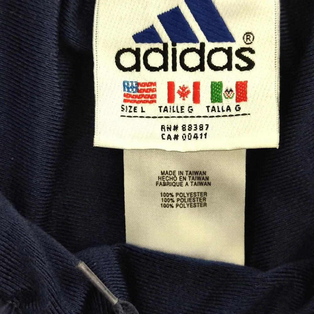 Adidas Mens L Navy Blue Orange Windbreaker Jacket Track Pants Tracksuit Set